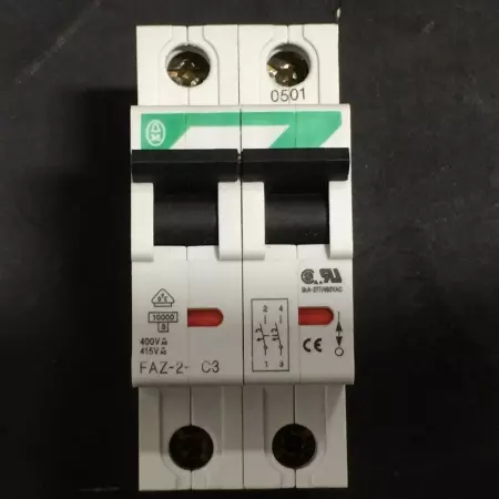 Moeller FAZ-2-C3 C-Curve Circuit Breaker 277-400 VAC 3Amp 