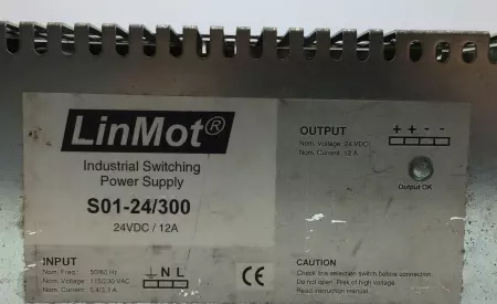  LinMot S01-24/300 Industrial Switching Power Supply 24VDC 12Amp 300W 
