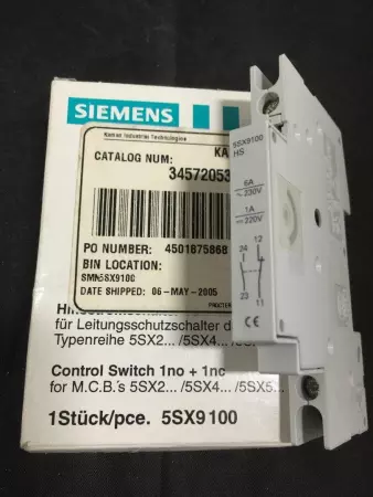 Siemens 5SX9100 Auxiliary Contact  1-6Amp 