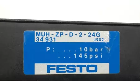  FESTO MUH-ZP-D2-24G Solenoid Plate 10Bar 145 Psi,   34931 