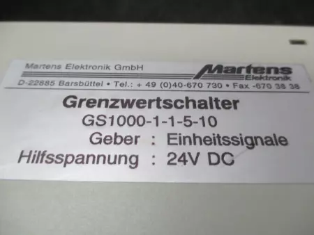  Martens Elektronik GS1000-1-1-5-10 Temperature Controller 24VDC 