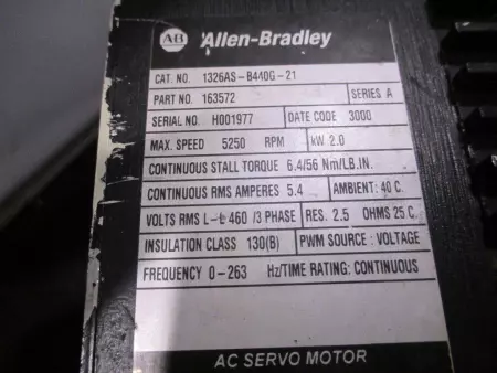 Allen-Bradley 1326AS-B440G-21 AC Servo Motor, 2kW/2.68HP - IN GERMANY 