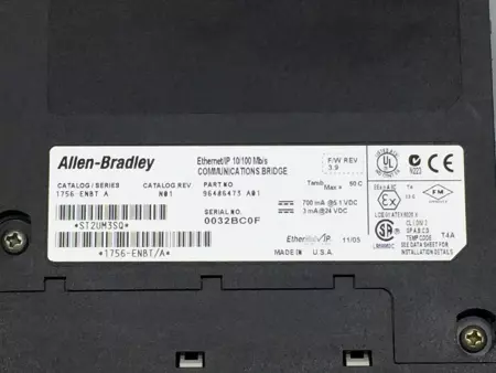  ALLEN BRADLEY 1756-ENBT ETHERNET/IP 10/100 MB/S COMMUNICATIONS BRIDGE, SERIES A