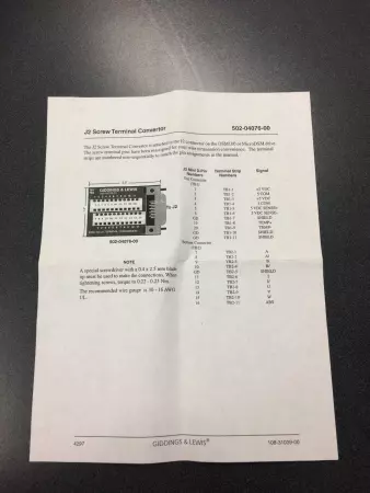 Giddings & Lewis 502-04076-00 J2 Terminal Conversion Module 