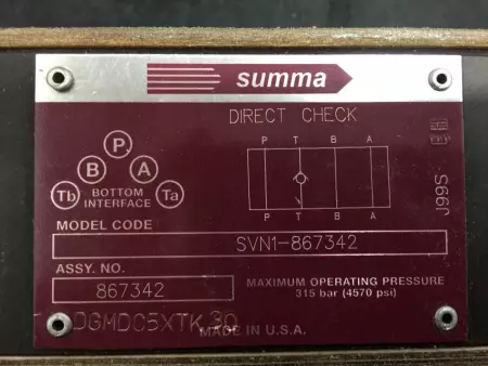 SUMMA DGMDC-5-X-TK-30 CHECK VALVE 