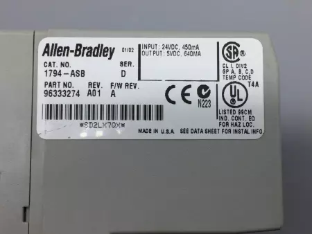 Allen Bradley 1794-ASB SER.D Remote I/O Adapter 