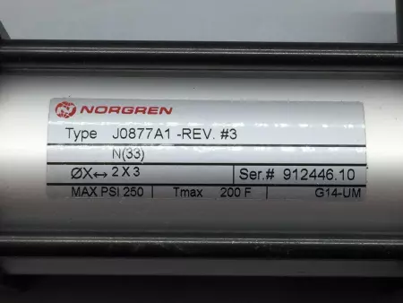 NORGREN J0877A1 CYLINDER 250PSI, BORE 2