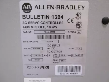 Allen Bradley 1394-AM50 SER. A AC Servo Controller 10kW 