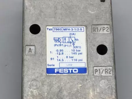  FESTO MFH-3-1/2-S Solenoid Valve 145Psi, 7960 