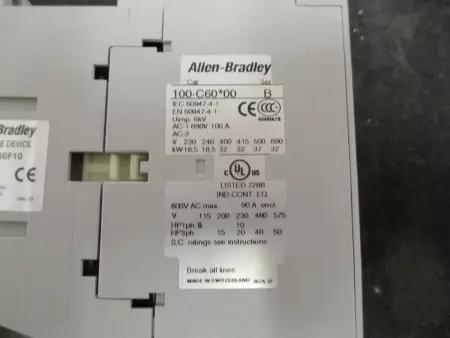  Allen Bradley 100-C60F10 Non-Reversing Contactor TESTED 