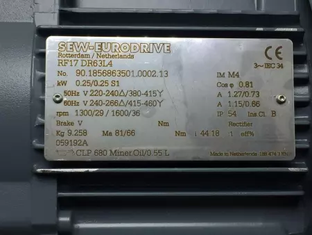 SEW EURODRIVE RF17DR63L4 GEARMOTOR 