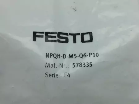 NEW Festo NPQH-D-M5-Q6-P10 Push-In Fitting Pack of 10 PN# 578335 