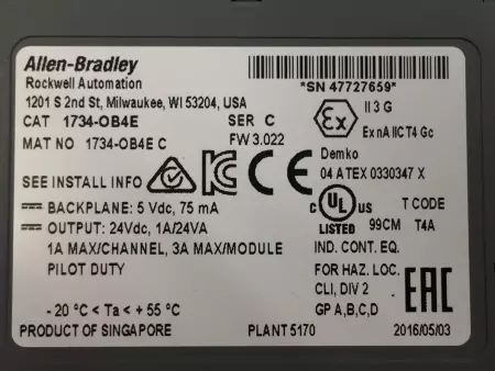   1734-OB4E TESTED I/O POINT DIGITAL OUTPUT MODULE SER. C 