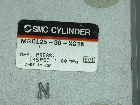 SMC MGQL25-30-XC18 TESTED LINEAR CYLINDER  GUIDE BORE 25MM 