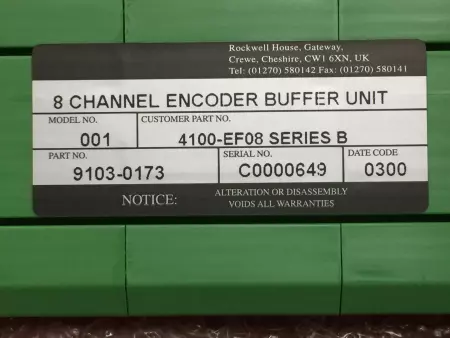 Allen-Bradley 4100-EF08 SER.B 8-Channel Encoder Buffer Unit,  PN 9103-0173 