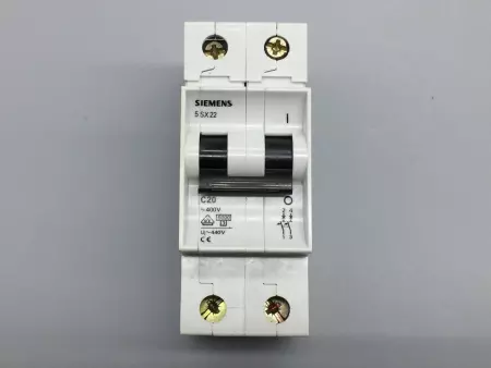  SIEMENS 5SX22-C20 CIRCUIT BREAKER 2 POLE, 20A, 480VAC TESTED 