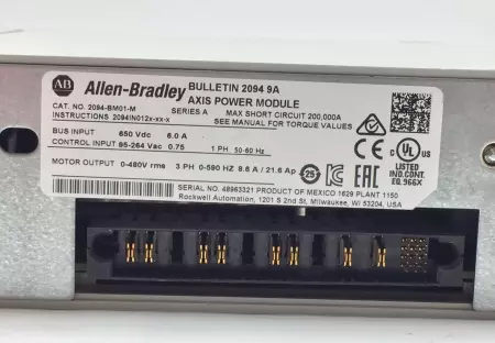 Allen-Bradley 2094-BM01-M SER.A Kinetix 6200/6500 Axis Module, 3.9kW 