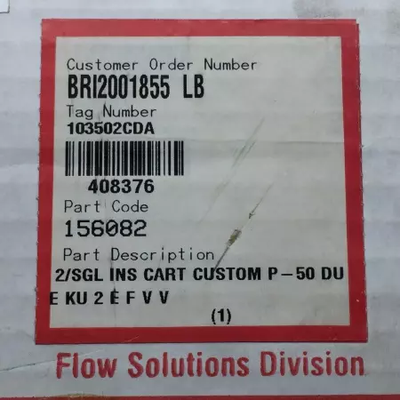 NEW Flowserve 156082 2/SGL INS CART CUSTOM P-50 DU E KU 2 E F V V 