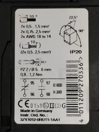  SIEMENS 3RU1116-1AB1 OVERLOAD RELAY 1.1-1.6 AMP, SIZE S00 TESTED 