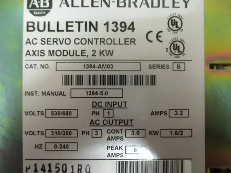 Allen Bradley 1394-AM03 SER.B Servo Controller Axis Module, 2kW 