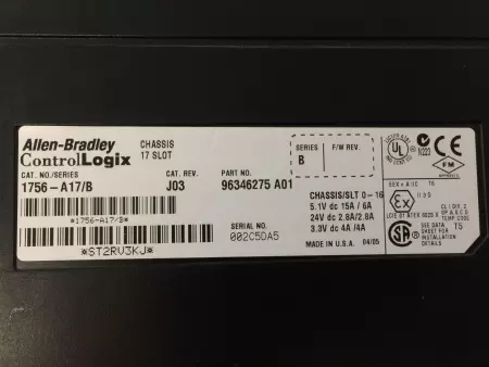 Allen-Bradley 1756-A17 SER.B 17-Slot Chassis  W/Attached Power Supply 