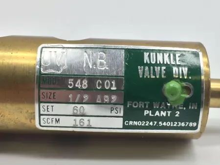 KUNKLE 548-C01 SAFETY RELIEF VALVE 1/2IN NPT 60PSI 