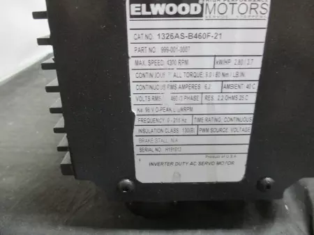 Elwood/Allen-Bradley 1326AS-B460F-21 Servo Motor, 3.7HP 