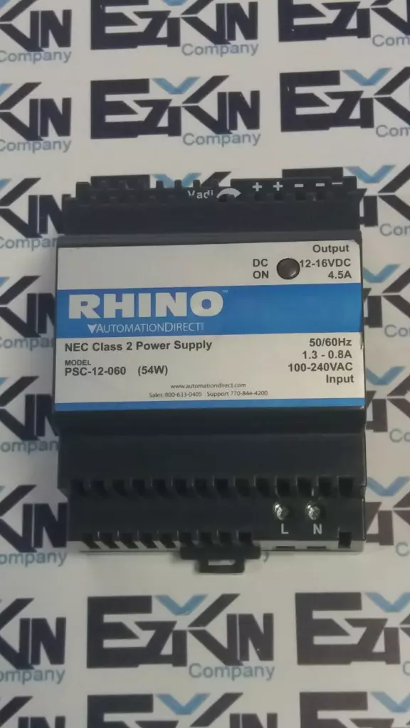 Rhino PSC-12-060 NEC Class 2 Power Supply 100-240 VAC Input 12-16 VDC Output 