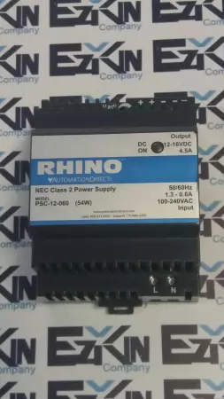 Rhino PSC-12-060 NEC Class 2 Power Supply 100-240 VAC 1.3-0.8Amp Input 12-16 VDC