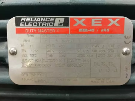 Reliance Electric 6229177 Duty Master® 3-Phase AC Motor, 15HP 254T Frame 