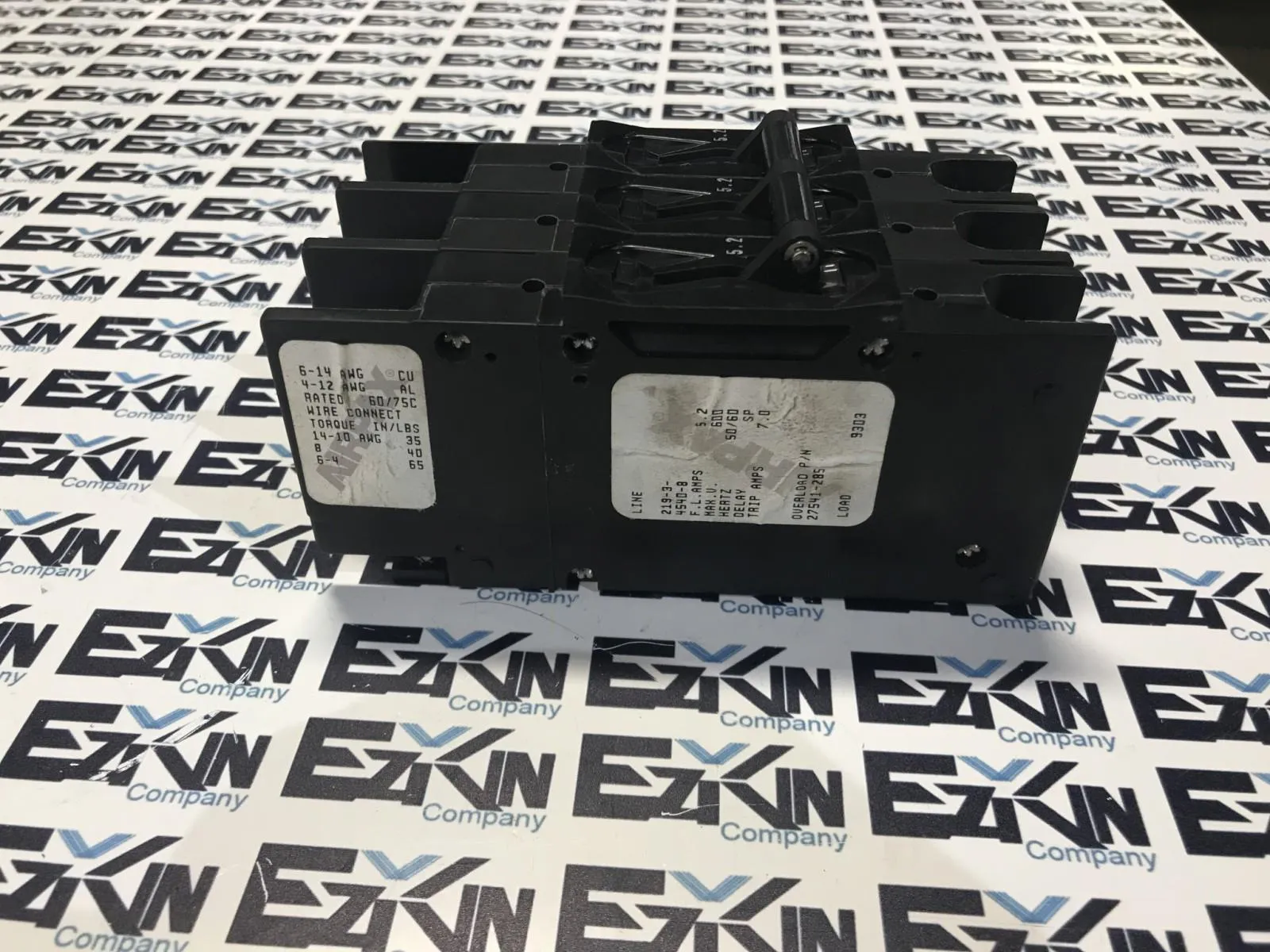 Airpax 219-3-4540-8 3-Pole Circuit Breaker, 5.2A 600V 