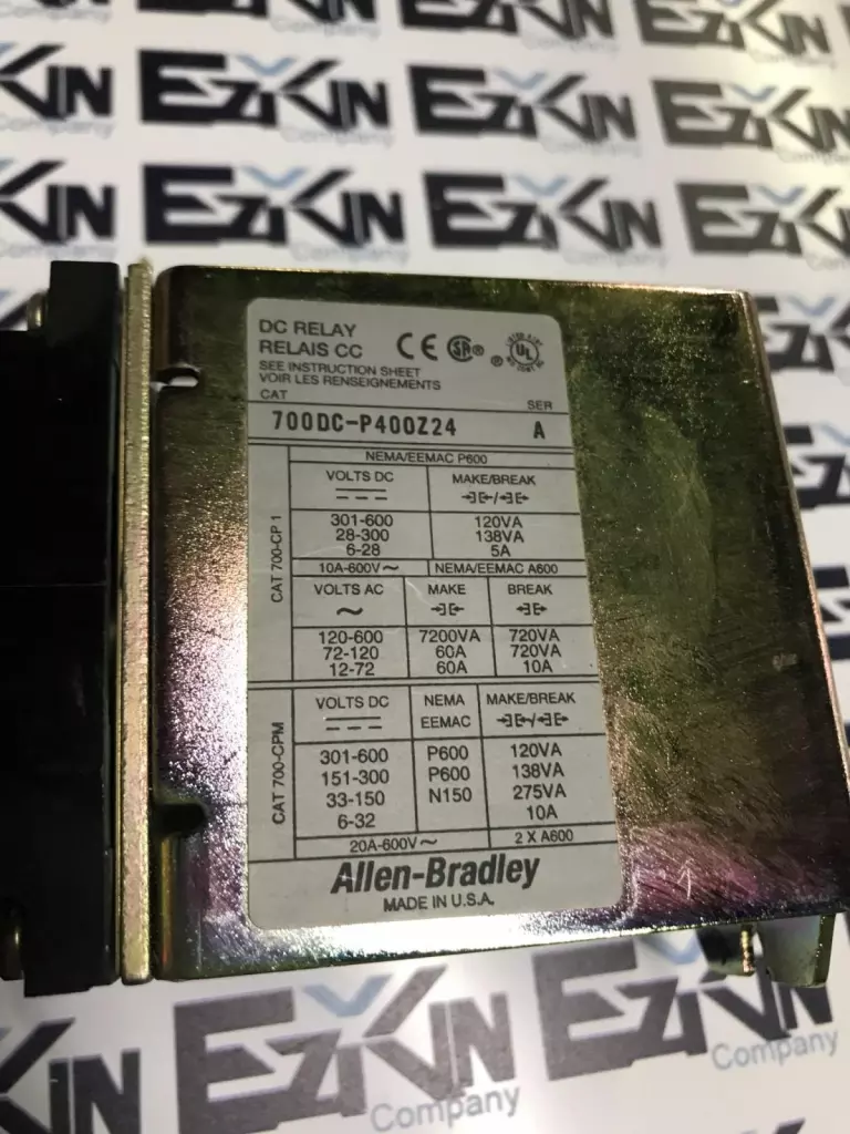 Allen-Bradley 700DC-P400Z24 SER.A Direct Drive™ DC Relay, 600VDC 10A 