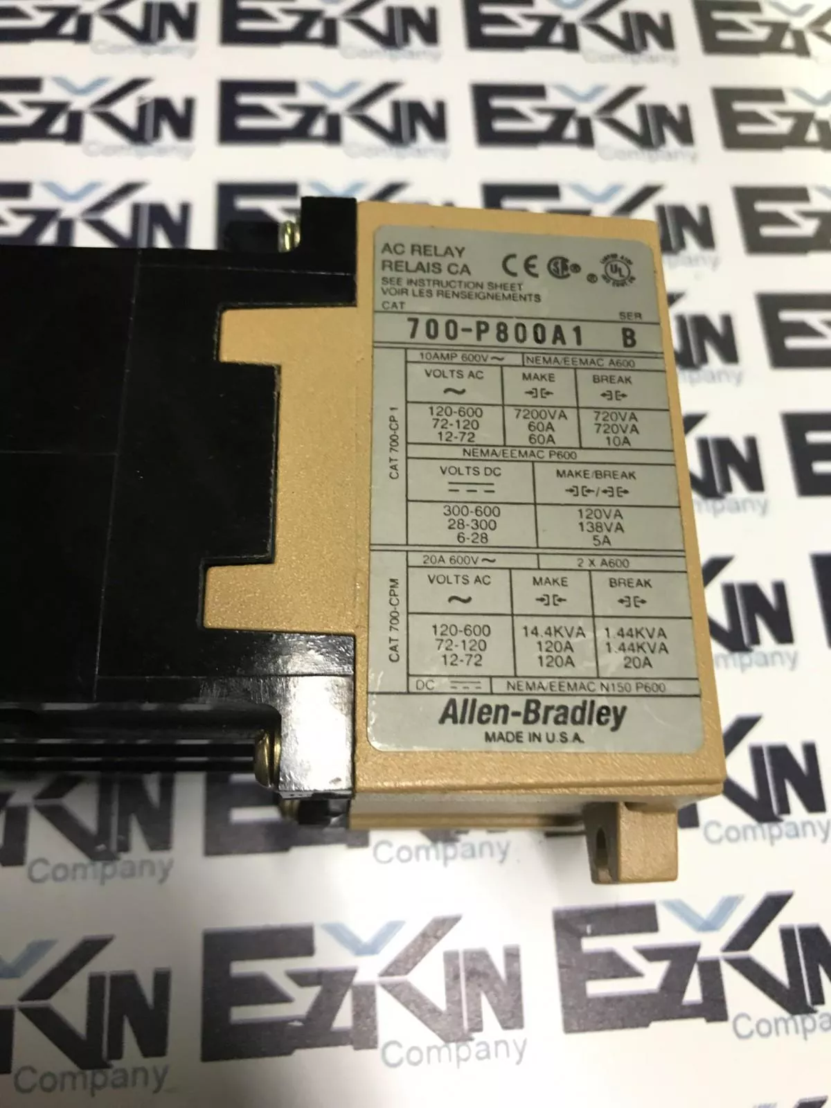 Allen-Bradley 700-P800A1 SER.B Direct Drive™ AC Relay 120V Coil 20A 