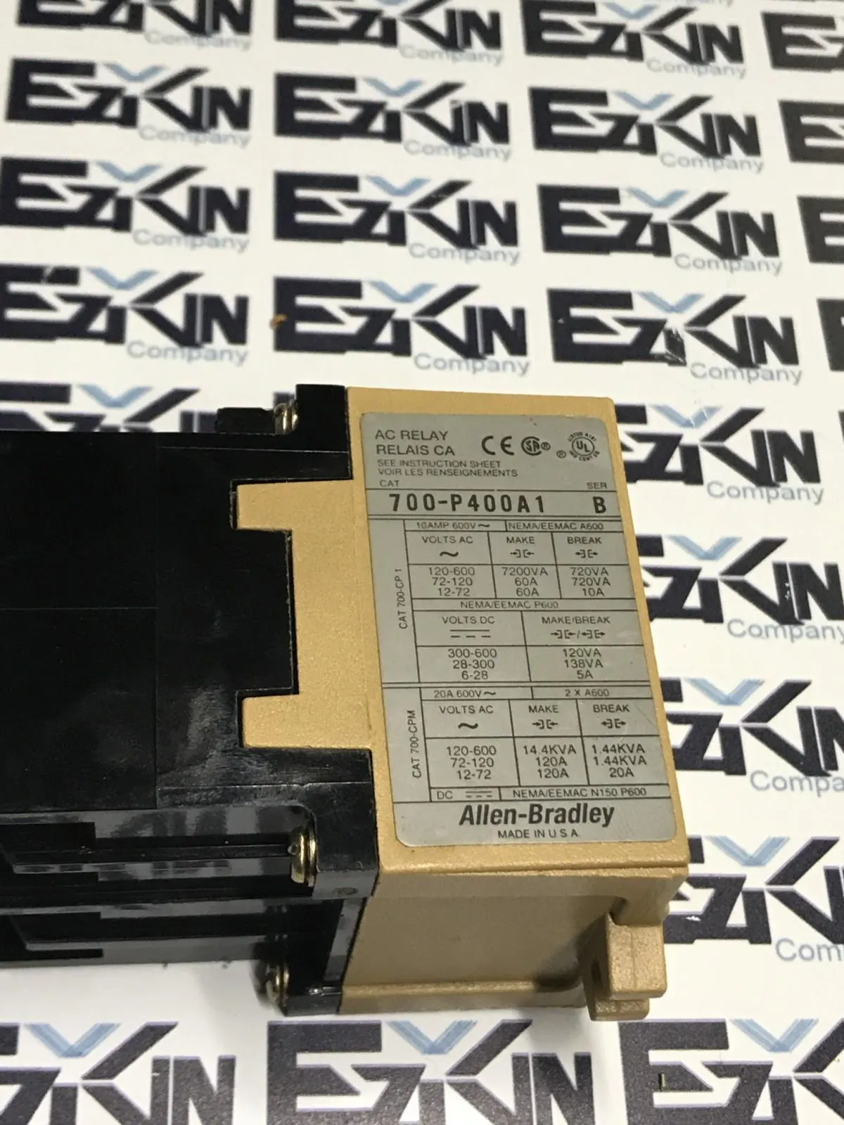 Allen-Bradley 700-P400A1 SER.B Direct Drive™ AC Relay, 120V Coil 10Amp 