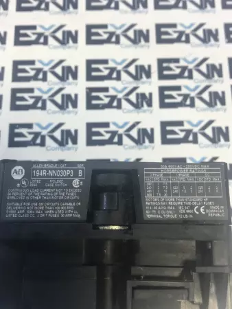 Allen Bradley 194R-NN030P3 SER.B Disconnect Switch 30A 600VAC 250VDC 