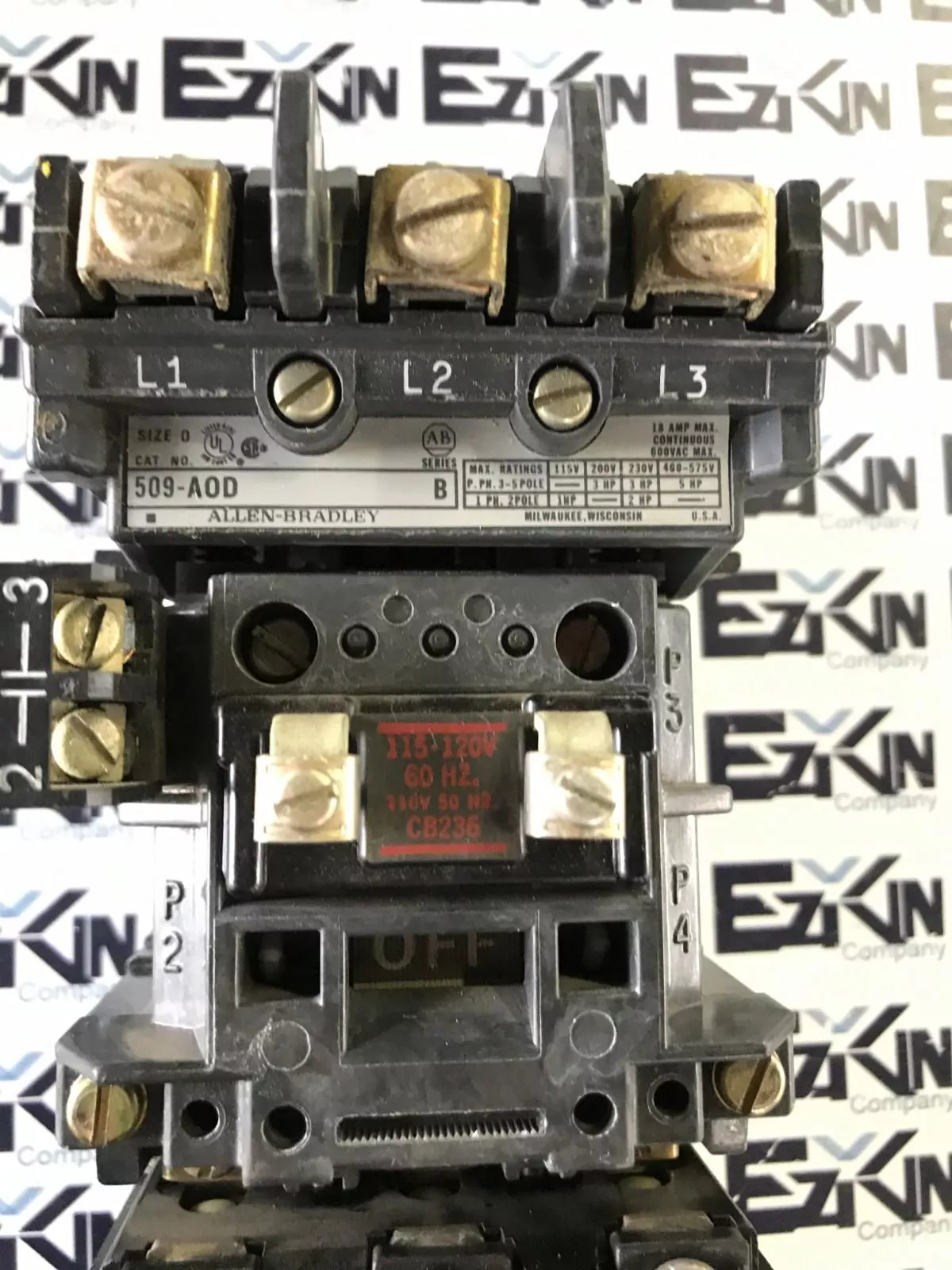 Allen-Bradley 509-A0D SER.B Motor Starter Size 0 W/592-B0W16 Overload Relay 