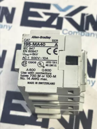 Allen-Bradley 195-MA40 SER.A Auxiliary Contact Block 500V 10A 