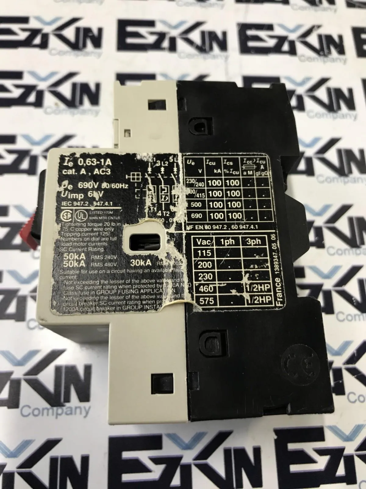 Telemecanique GV2-M05 Motor Starter/Overload Protector, 600V 0.63-1A 