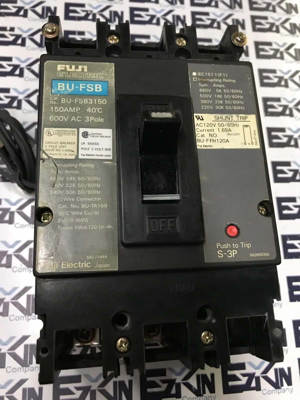 Fuji BU-FSB3150 3-Pole Circuit Breaker, 150A 600VAC 