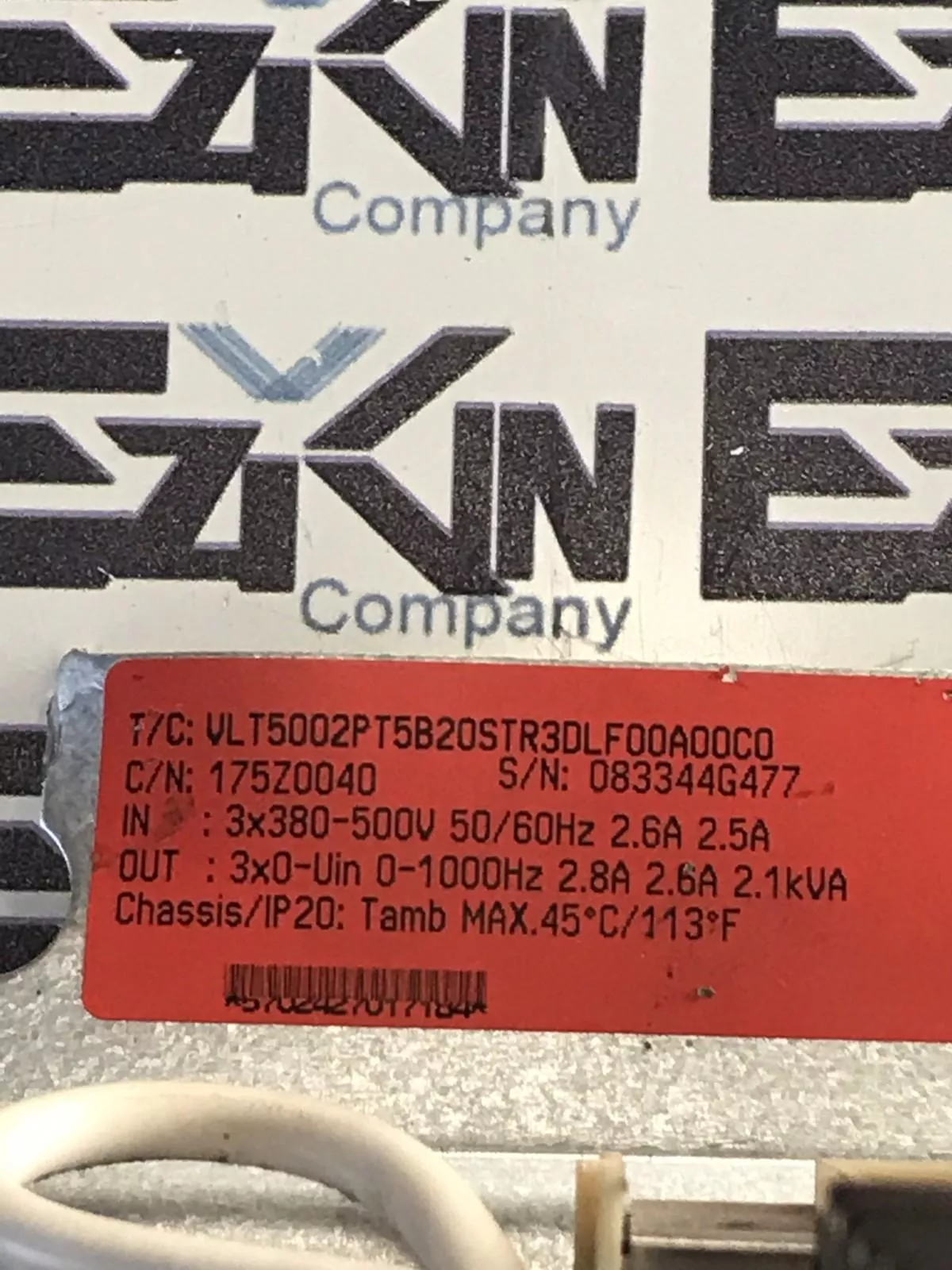 Danfoss VTL5002PT5B20STR3DL Variable Speed Drive 3X380-500V 2.5A Case Missing 