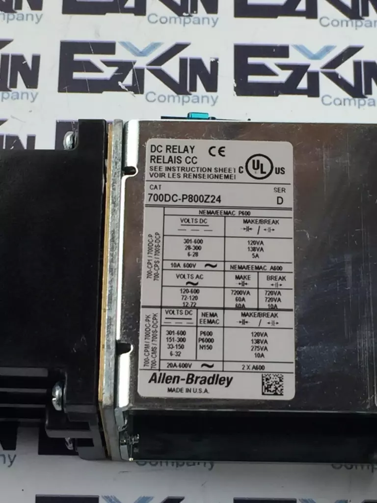 Allen Bradley 700DC-P800Z24 SER.D Direct Drive™ DC Relay 10A 600V 