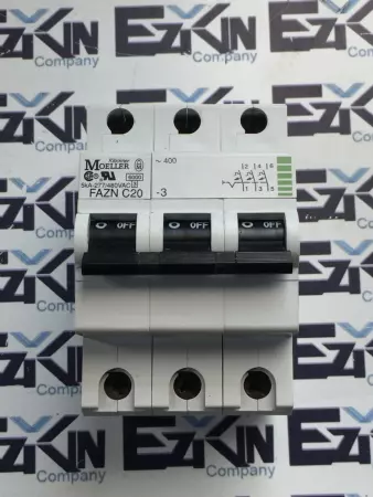 Klockner Moeller FAZN C20-3 3-Pole Circuit Breaker, 20A 277-480VAC 