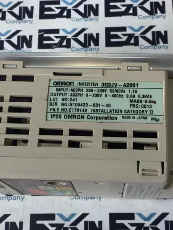 Omron 3G3JV-A2001 SYS Drive Inverter 0.1kW (Knob Missing) 