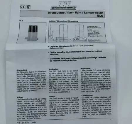 NEW FUNKE HUSTER FERNSIG 224-154-02 TYPE BLS40 FLASHING LIGHT RED PN 224-154-02 