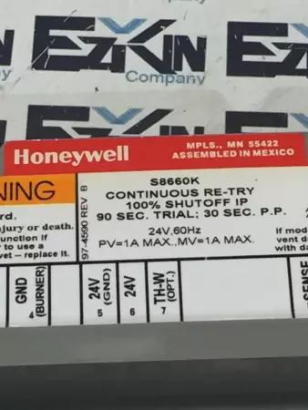 Honeywell S8660K Continuous Re-Try Furnace Ignition Control Module 