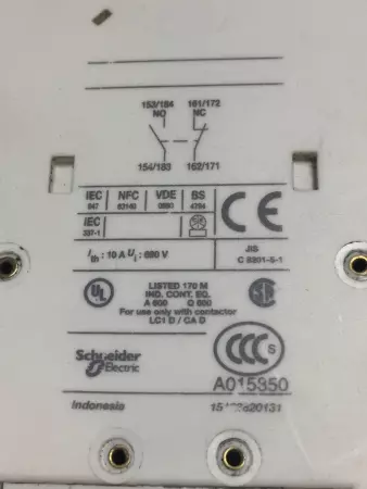 Telemecanique LAD8N11 Auxiliar Contactor Block10A 600V 