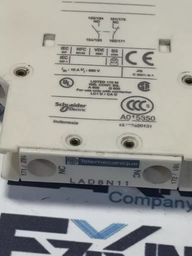 Telemecanique LAD8N11 Auxiliar Contactor Block, 10A 600V 