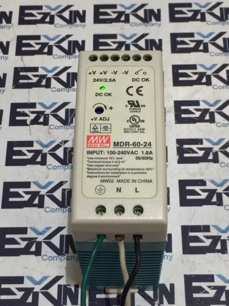 Mean Well MDR-60-24 Power Supply Input 100-240VAC/1.8A Output 24V/2.5A 