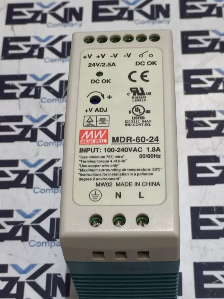 Mean Well MDR-60-24 Power Supply Input 100-240VAC/1.8A Output 24V/2.5A 