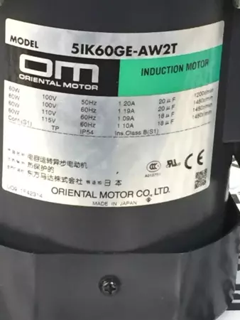 Oriental Motor Co. 5GE18S Gear Head / 5IK60GE-AW2T Induction Motor 